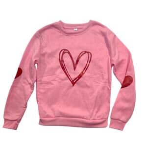 Pink Heart Graphic Crewneck Sweatshirt Women’s Small New Without Tags